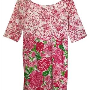 Lilly Pulitzer pink, white and green shift dress